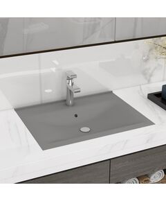 Lavabo con foro rubinetto grigio chiaro opaco 60x46 cm ceramica