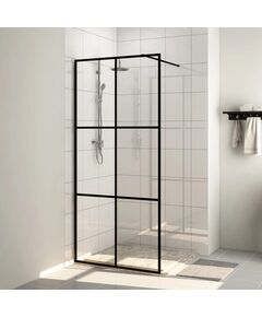 Parete per doccia walk-in vetro trasparente esg 90x195 cm nera