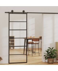 Porta scorrevole in vetro esg e alluminio 76x205 cm nera