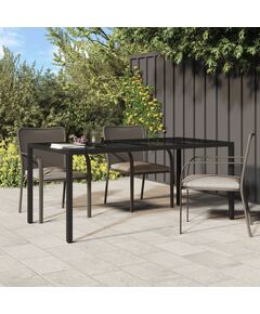 Tavolo giardino nero 190x90x75 cm vetro temperato polyrattan