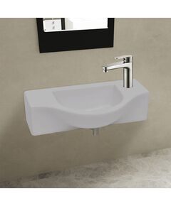 Lavandino bagno in ceramica con foro per rubinetto bianco