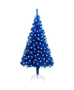 Albero di natale preilluminato con supporto blu 120 cm in pvc