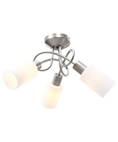 Lampadario paralume in ceramica a cono bianco 3 lampadine e14