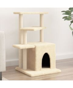 Albero per gatti con tiragraffi in sisal crema 83,5 cm