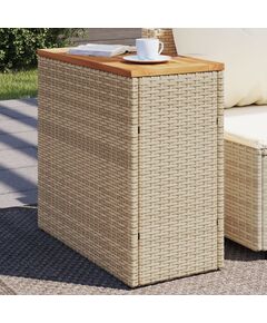 Tavolo da giardino piano in legno beige 58x27,5x55cm polyrattan