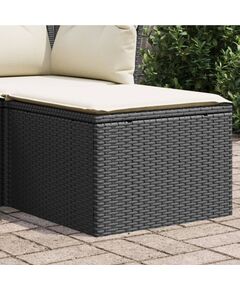 Sgabello giardino con cuscino nero 55x55x37 cm in polyrattan