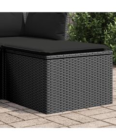 Sgabello giardino con cuscino nero 55x55x37 cm in polyrattan