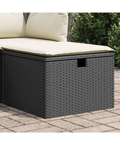 Sgabello giardino con cuscino nero 55x55x37 cm in polyrattan