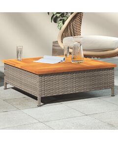 Tavolo da giardino grigio 70x70x25cm rattan e legno di acacia