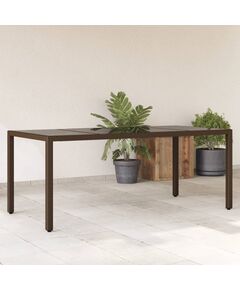 Tavolo giardino piano in vetro marrone 190x90x75 cm polyrattan