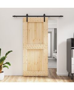 Porta scorrevole con set hardware 90x210 cm legno massello pino