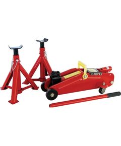 Carpoint set cric a carrello e 2 supporti asse 2000 kg rosso