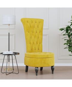 Sedia con schienale alto design con bottoni in velluto giallo