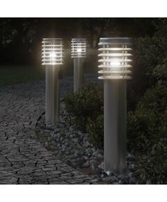 Lampade da terra esterni con presa 3 pz argento 60 cm acciaio