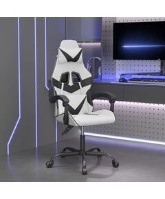 Sedia da gaming girevole bianco e nero in similpelle