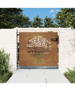 Cancello da giardino 85x100 cm in acciaio corten design albero