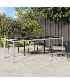 Tavolo giardino bianco 250x100x75 cm polyrattan vetro temperato