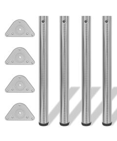 Set gambe tavolo 4 pz in nickel spazzolato regolabili 710 mm