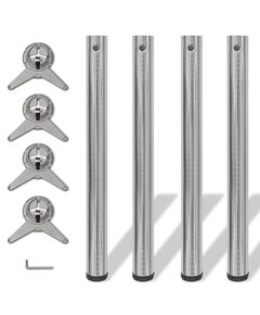 Set gambe tavolo 4 pz in nickel spazzolato regolabili 710 mm