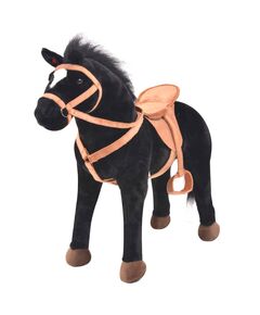 Cavallo in peluche in piedi nero