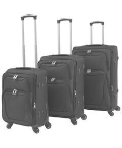 3 pz set di valigie trolley morbide nere