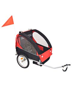 Rimorchio da bici per bambini rosso e nero 30 kg