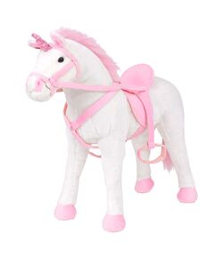 Unicorno di peluche in piedi bianco e rosa xxl