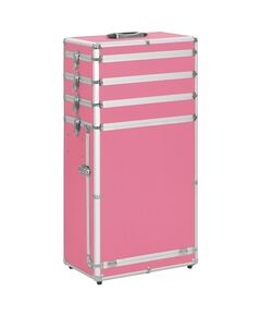 Valigia trolley per cosmetici in alluminio rosa