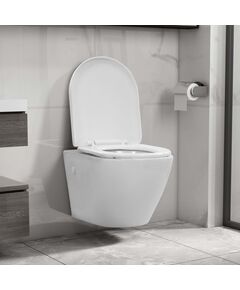 Wc sospeso con design senza bordi in ceramica bianca