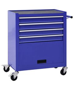 Carrello portautensili con 4 cassetti in acciaio blu