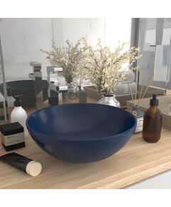 Lavandino da bagno in ceramica blu scuro rotondo