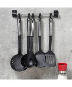 Hi set utensili da cucina 6 pz nero e argento