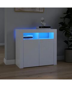 Credenza con luci led bianca 80x35x75 cm