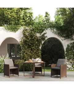 Tavolo da giardino marrone 109x107x74 cm in polyrattan e vetro