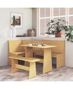 Set da pranzo 3 pz marrone miele in legno massello di pino