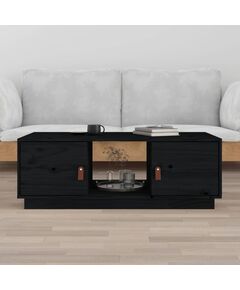 Tavolino da salotto nero 100x50x35 cm legno massello di pino