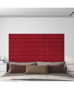 Pannelli murali 12 pz rosso vino 60x15 cm velluto 1,08 m²