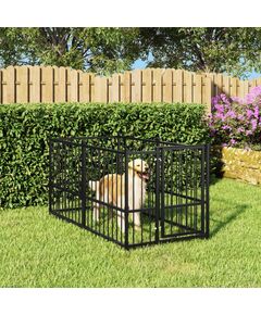 Gabbia per cani nera 193,5x97x100 cm in acciaio