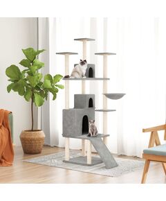 Albero per gatti con tiragraffi in sisal grigio chiaro 175 cm