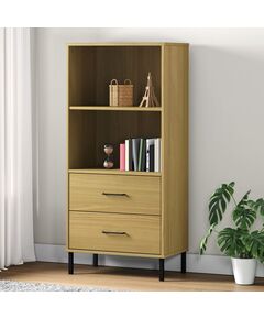 Libreria 2 cassetti marrone 60x35x128,5 cm legno massello oslo