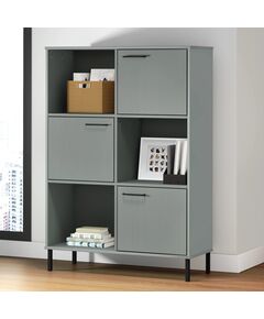 Libreria con gambe metallo grigio 90x35x128,5 cm massello oslo