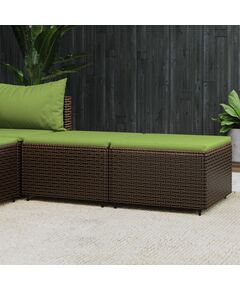 Poggiapiedi da giardino con cuscini 2 pz in polyrattan marrone