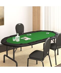 Piano tavolo da poker pieghevole 10 giocatori verde 208x106x3cm