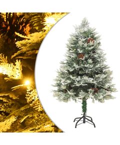 Albero di natale con led e pigne verde 150 cm in pvc e pe