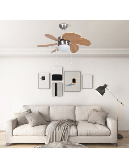 Ventilatore da soffitto con luce 76 cm marrone chiaro