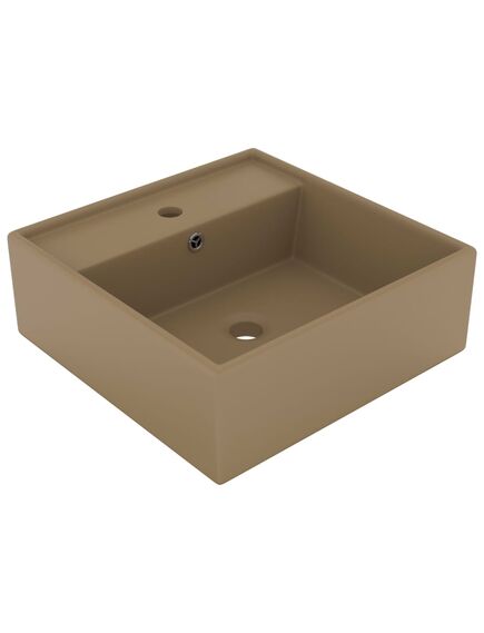 Lavabo troppopieno quadrato crema opaco 41x41cm ceramica