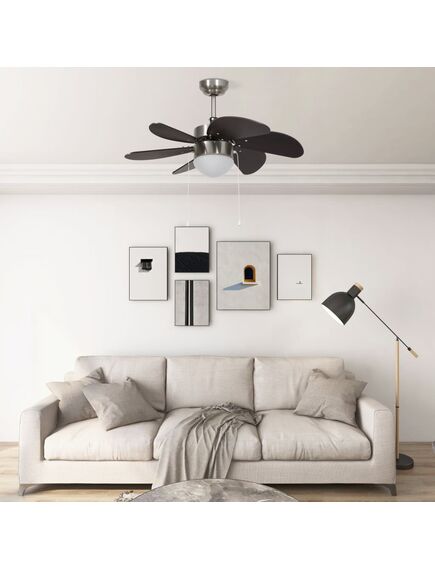 Ventilatore da soffitto con luce 76 cm marrone scuro