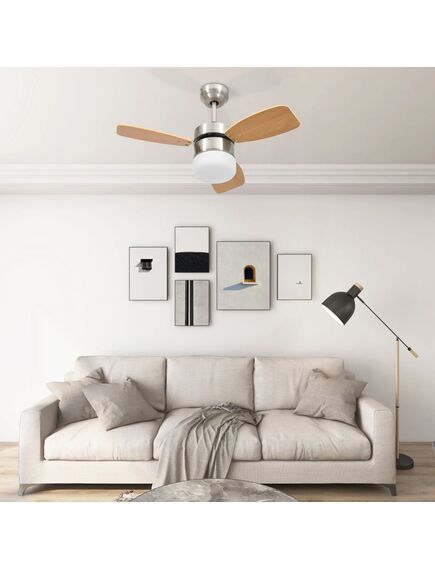 Ventilatore soffitto luce e telecomando 76 cm marrone chiaro