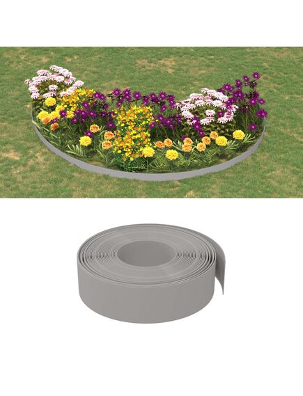 Bordature da giardino 3 pz grigie 10 m 15 cm in polietilene