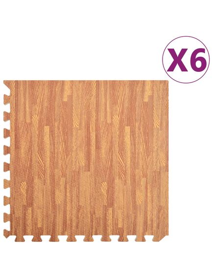 Tappetino a incastro 6 pz venature legno 2,16 ㎡ schiuma eva